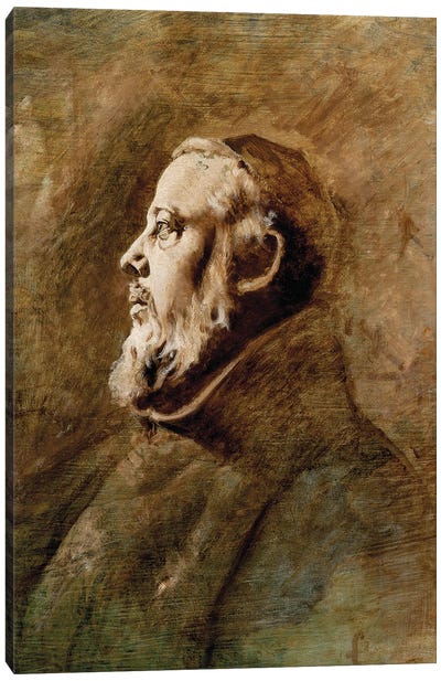 Bust Portrait Of A Monk In Profile Canvas Art Print - Monks