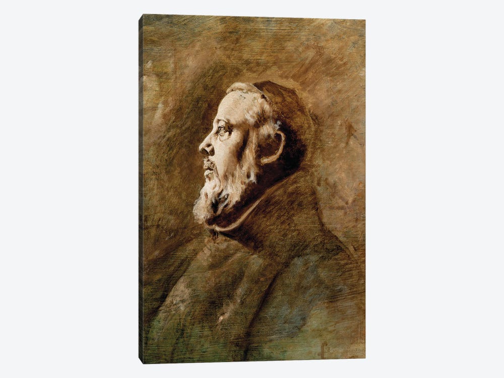 Bust Portrait Of A Monk In Profile by Anselm Feuerbach 1-piece Canvas Print
