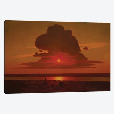 Red Sunset On The Dnieper Canvas Print #BMN12896} by Arkip Ivanovic Kuindzi Canvas Wall Art