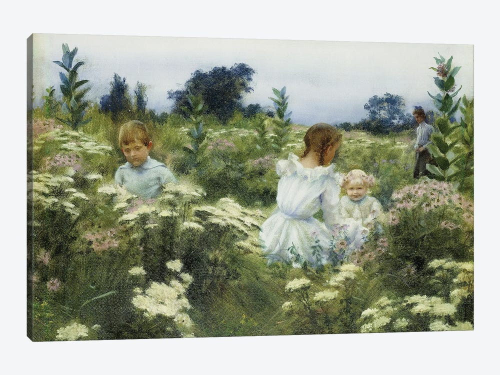 Among The Wildflowers by Charles Courtney Curran 1-piece Canvas Art