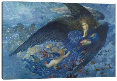 Night With Her Train Of Stars, 1912 Canvas Art Print - Angel Art