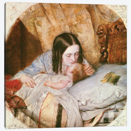 The Good Night Kiss Canvas Print #BMN12905} by Edward Robert Hughes Canvas Artwork
