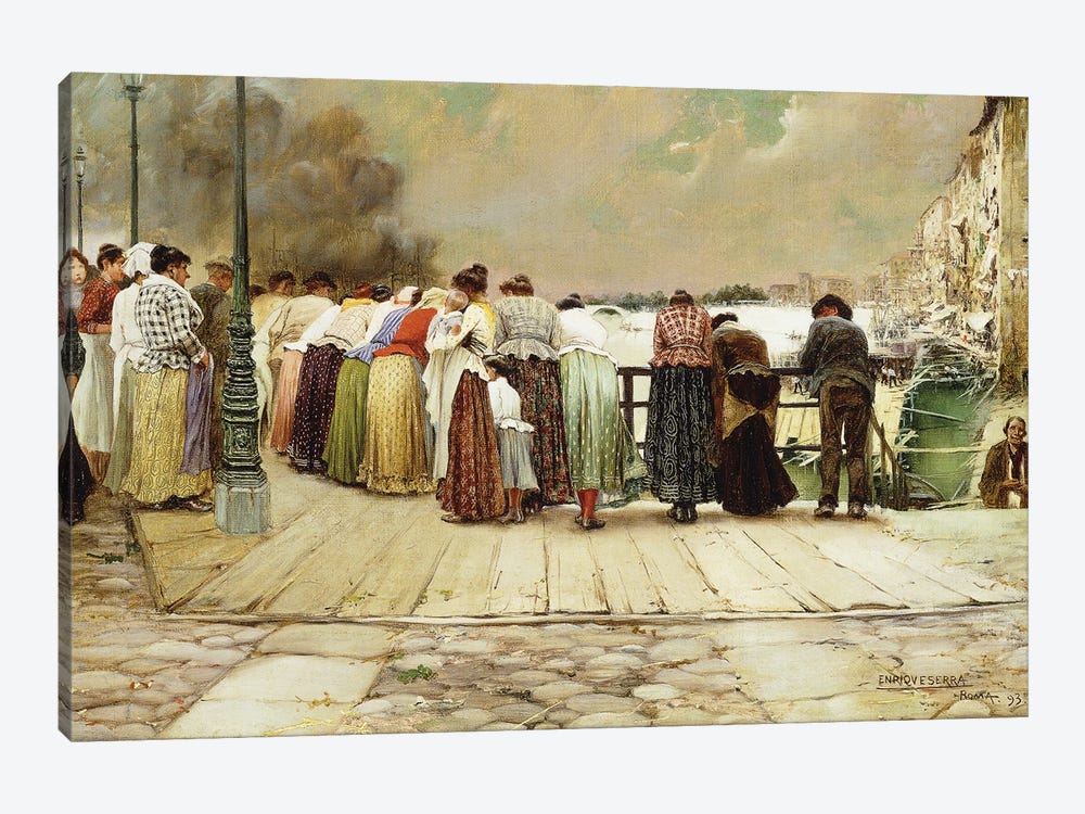 On The Bridge, 1893 by Enrique Serra 1-piece Canvas Art