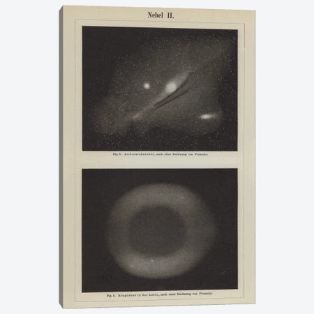 Views Of The Andromeda Nebula And The Ring Nebula In The Constellation Lyra Canvas Print #BMN12910} by Étienne Léopold Trouvelot Canvas Artwork