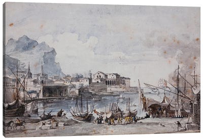 A View Of The Port Of Palermo, 1777 Canvas Art Print - Post-Impressionism Art