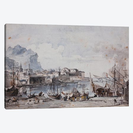 A View Of The Port Of Palermo, 1777 Canvas Print #BMN12918} by Henri Eugene Augustin Le Sidaner Canvas Art