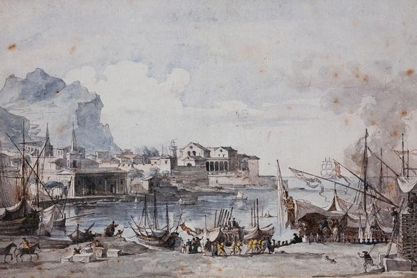 Post-Impressionism: A View Of The Port Of Palermo, 1777 by Henri Eugene Augustin Le Sidaner
