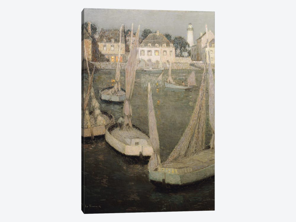 Breton Port By Moonlight by Henri Eugene Augustin Le Sidaner 1-piece Canvas Art