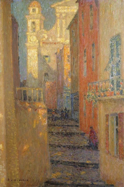 Staircases: La Rue De L'Eglise by Henri Eugene Augustin Le Sidaner