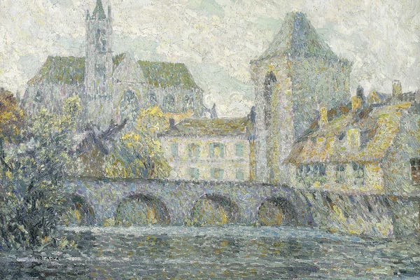 Post-Impressionism: Moret Landscape, The Bridge, 1918 by Henri Eugene Augustin Le Sidaner