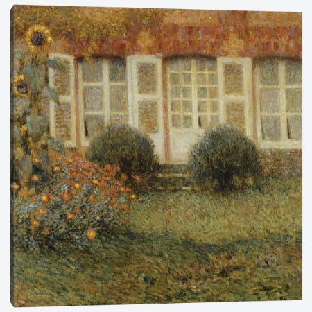 Pavilion House With Sunflowers Canvas Print #BMN12932} by Henri Eugene Augustin Le Sidaner Canvas Art