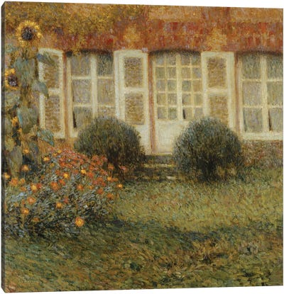 Pavilion House With Sunflowers Canvas Art Print