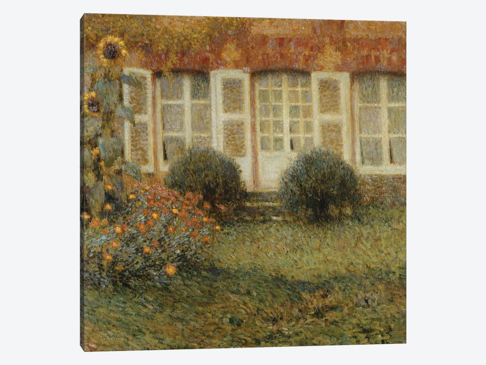 Pavilion House With Sunflowers by Henri Eugene Augustin Le Sidaner 1-piece Canvas Art Print