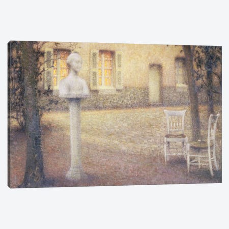The Bust In The Garden At Twilight Canvas Print #BMN12937} by Henri Eugene Augustin Le Sidaner Art Print
