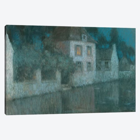 The Canal To Nemours Canvas Print #BMN12939} by Henri Eugene Augustin Le Sidaner Canvas Artwork