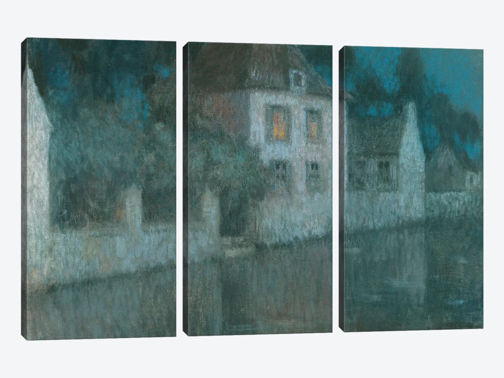 The Canal To Nemours by Henri Eugene Augustin Le Sidaner 3-piece Canvas Art