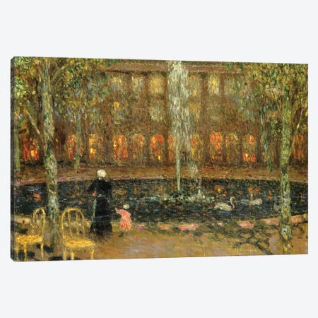 The Pond At The Palais Royal; Canvas Print #BMN12947} by Henri Eugene Augustin Le Sidaner Canvas Wall Art