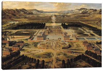 Perspective view of the Chateau, Gardens and Park of Versailles seen from the Avenue de Paris, 1668  Canvas Art Print