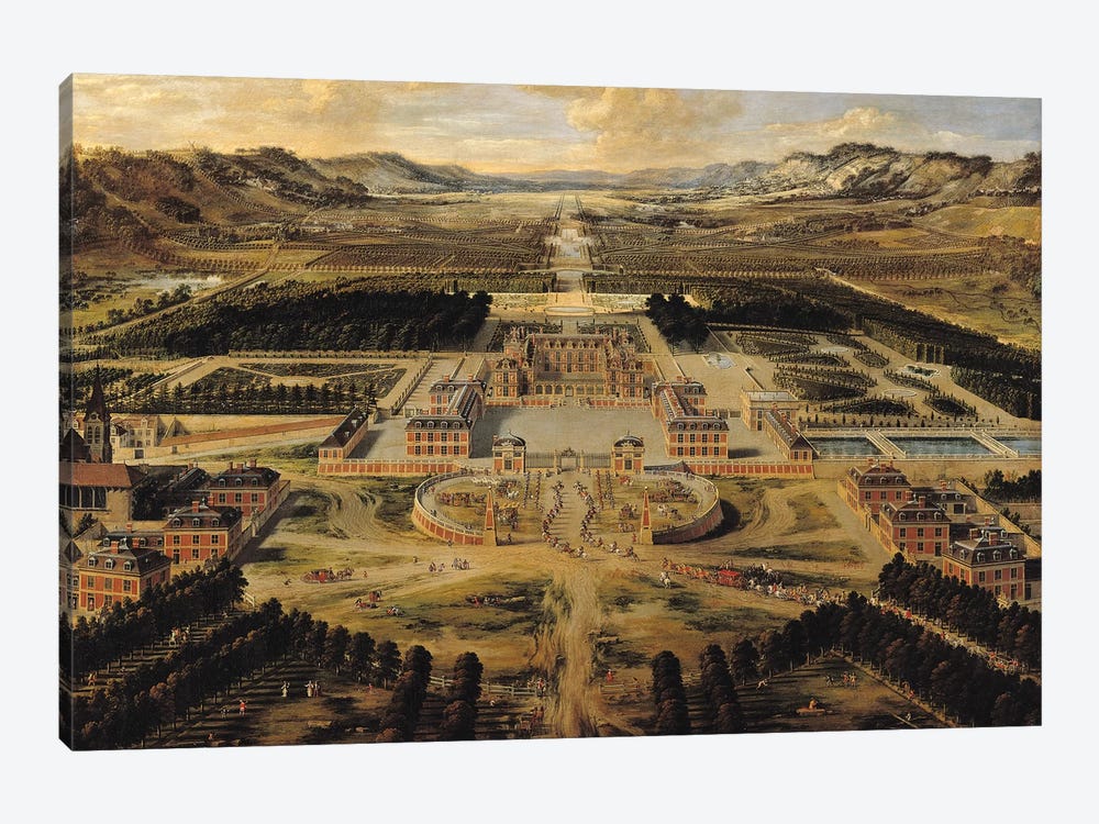 Perspective view of the Chateau, Gardens and Park of Versailles seen from the Avenue de Paris, 1668  by Pierre Patel 1-piece Canvas Art Print
