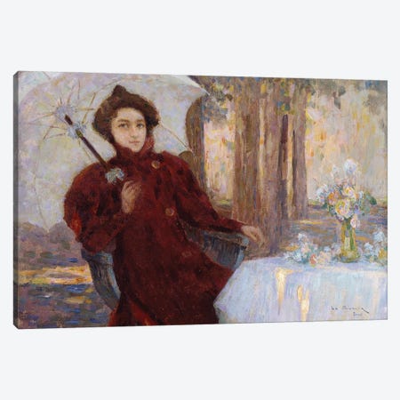 Woman With An Umbrella; Femme A L'Ombrelle, 1896 Canvas Print #BMN12954} by Henri Eugene Augustin Le Sidaner Canvas Art Print