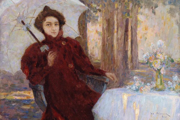 Post-Impressionism: Woman With An Umbrella; Femme A L'Ombrelle, 1896 by Henri Eugene Augustin Le Sidaner