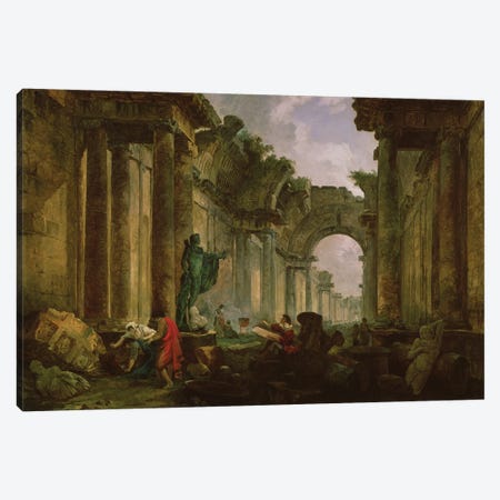Imaginary View Of The Grand Gallery Of The Louvre In Ruins, 1796 Canvas Print #BMN12960} by Hubert Robert Art Print
