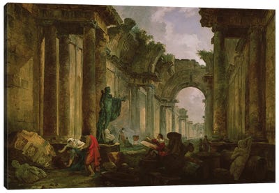 Imaginary View Of The Grand Gallery Of The Louvre In Ruins, 1796 Canvas Art Print