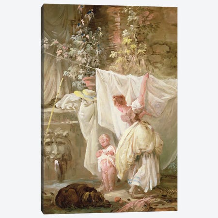 Laundress And Child, 1761 Canvas Print #BMN12962} by Hubert Robert Canvas Art Print