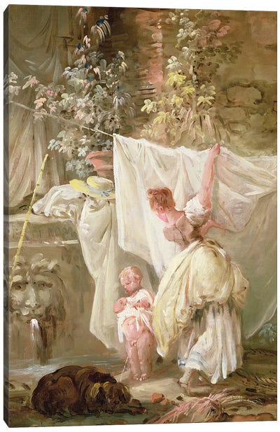 Laundress And Child, 1761 Canvas Art Print