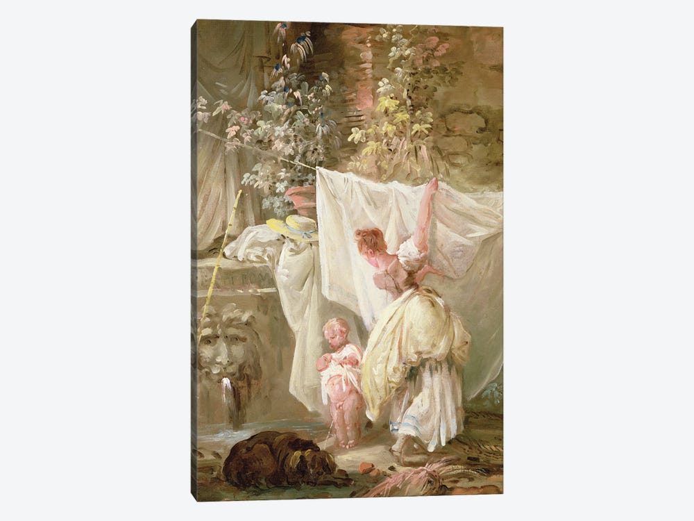 Laundress And Child, 1761 by Hubert Robert 1-piece Canvas Art