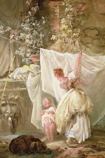 Hubert Robert: Laundress And Child, 1761 by Hubert Robert