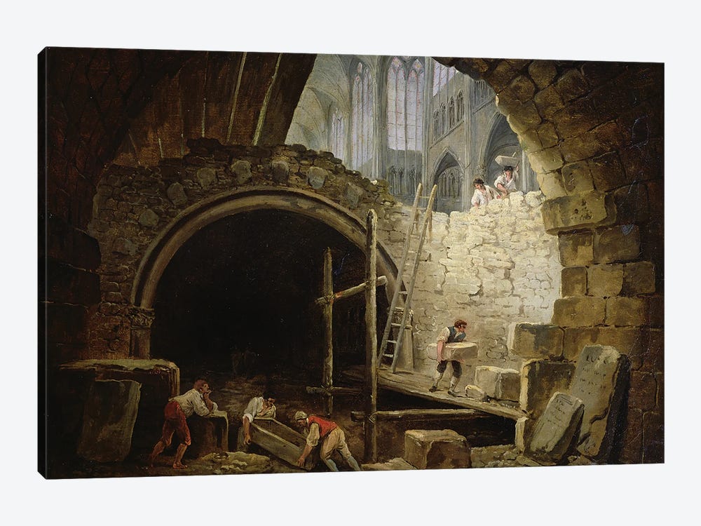 Plundering The Royal Vaults At St. Denis In October 1793 by Hubert Robert 1-piece Canvas Print