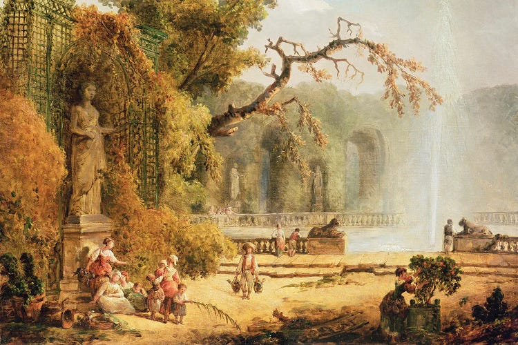 Romantic Garden Scene by Hubert Robert wall art