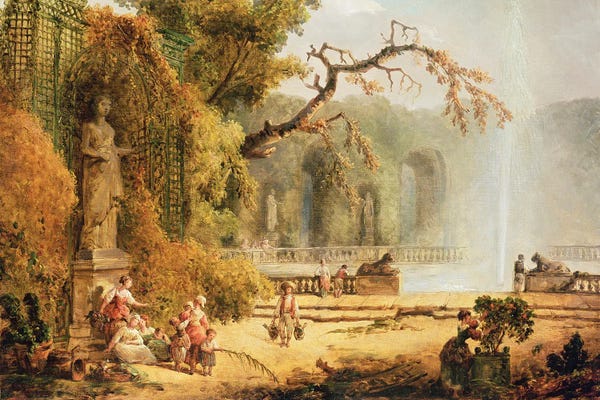 Sculptures & Statues: Romantic Garden Scene by Hubert Robert
