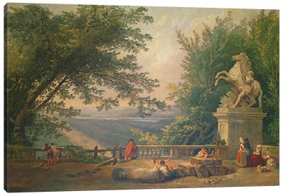 Terrace Ruins In A Park, C.1780 Canvas Art Print - Ancient Ruins Art