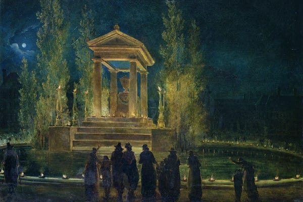 Hubert Robert: The Cenotaph Of Jean Jacques Rousseau (1712-78) In The Tuileries, Paris, 1794 by Hubert Robert