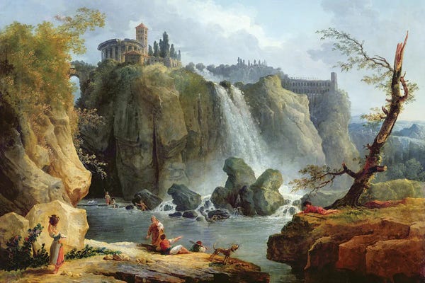 Hubert Robert: The Falls Of Tivoli, 1768 by Hubert Robert