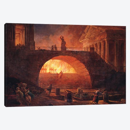 The Fire Of Rome, 18 July 64 Ad Canvas Print #BMN12968} by Hubert Robert Canvas Art Print