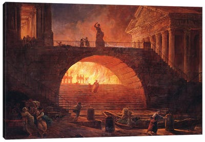 The Fire Of Rome, 18 July 64 Ad Canvas Art Print - Rome Art