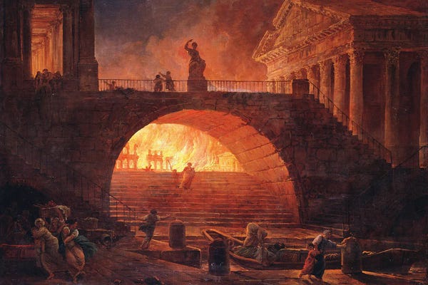 Lazio: The Fire Of Rome, 18 July 64 Ad by Hubert Robert