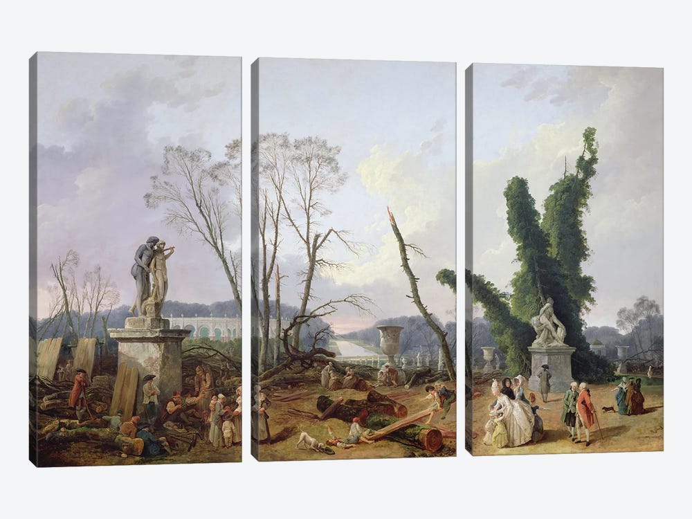 The Gardens Of Versailles by Hubert Robert 3-piece Canvas Print