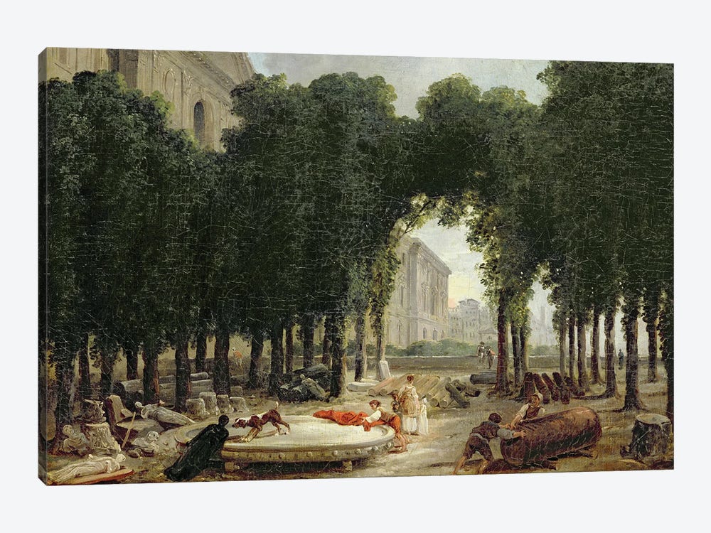 The Louvre And The Gardens Of The Infanta, 1798 by Hubert Robert 1-piece Canvas Print