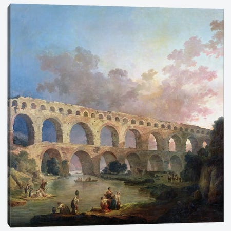 The Pont Du Gard, Nimes, C.1786 Canvas Print #BMN12972} by Hubert Robert Canvas Artwork
