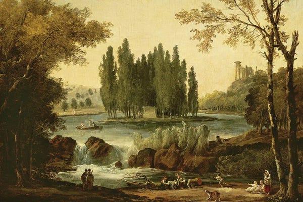Hubert Robert: The Tomb Of Jean-Jacques Rousseau At Ermenonville, 1802 by Hubert Robert