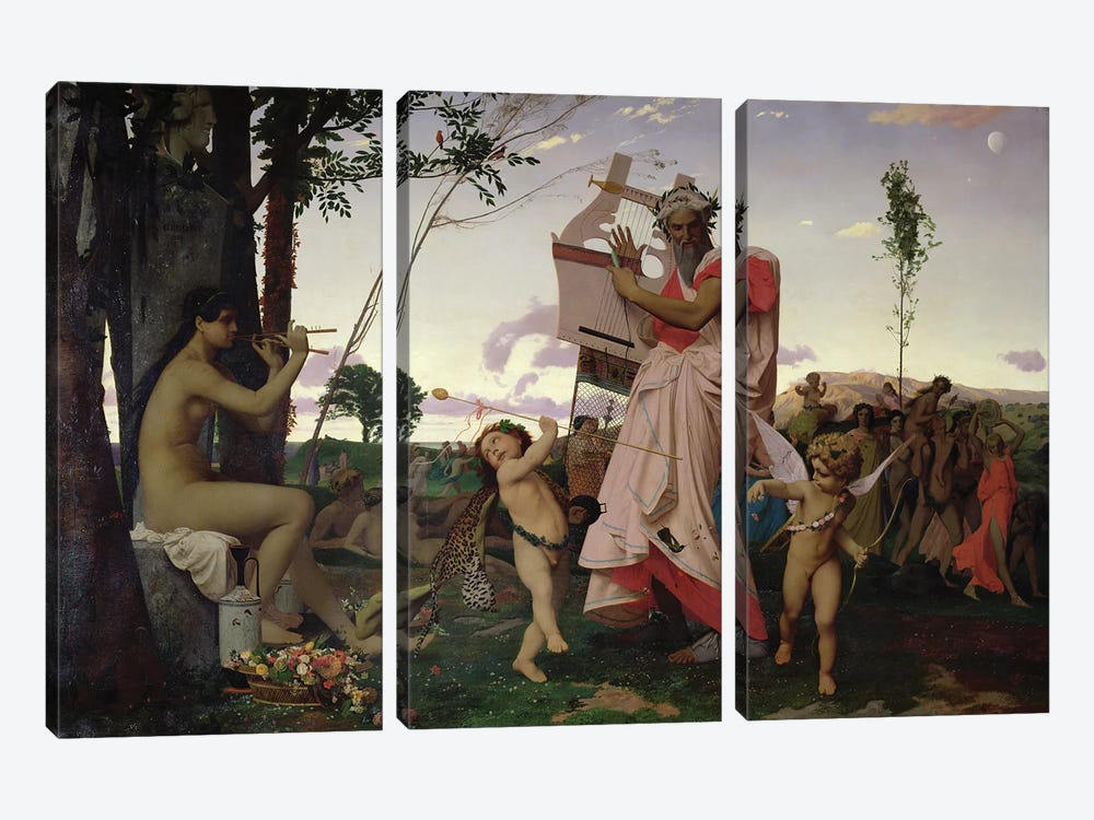 Anacreon, Bacchus And Aphrodite, 1848 by Jean Leon Gerome 3-piece Canvas Art