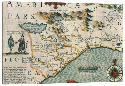 Virginiae Item et Floridae Americae Provinciarum, Nova Descriptio, Atlas Sive Cosmographie Canvas Art Print
