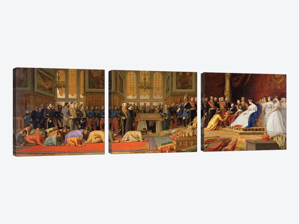 The Reception Of Siamese Ambassadors By Emperor Napoleon III At The Palace Of Fontainebleau, 27 June 1861 by Jean Leon Gerome 3-piece Canvas Art