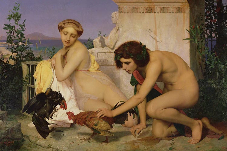 Young Greeks Encouraging Cocks To Fight, 1846
