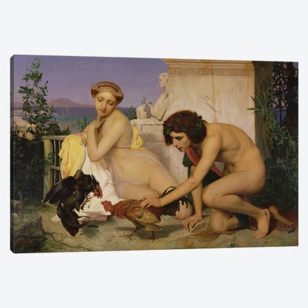 Young Greeks Encouraging Cocks To Fight, 1846 Canvas Print #BMN12991} by Jean Leon Gerome Canvas Artwork