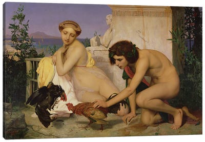 Young Greeks Encouraging Cocks To Fight, 1846 Canvas Art Print